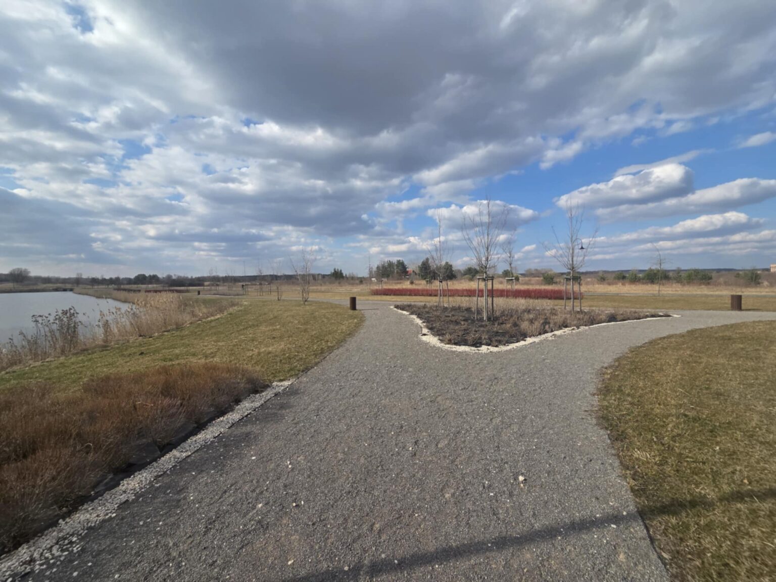 Ścieżka spacerowa wokół zalewu Solec-Zdrój w spokojnej okolicy